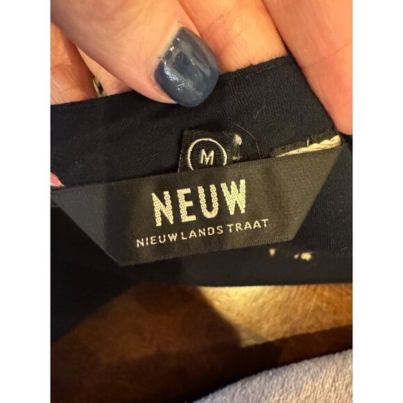 Neuw Dress Women Medium Black Oriental Print Sleeveless Button Back Maze Mini - Picture 8 of 10